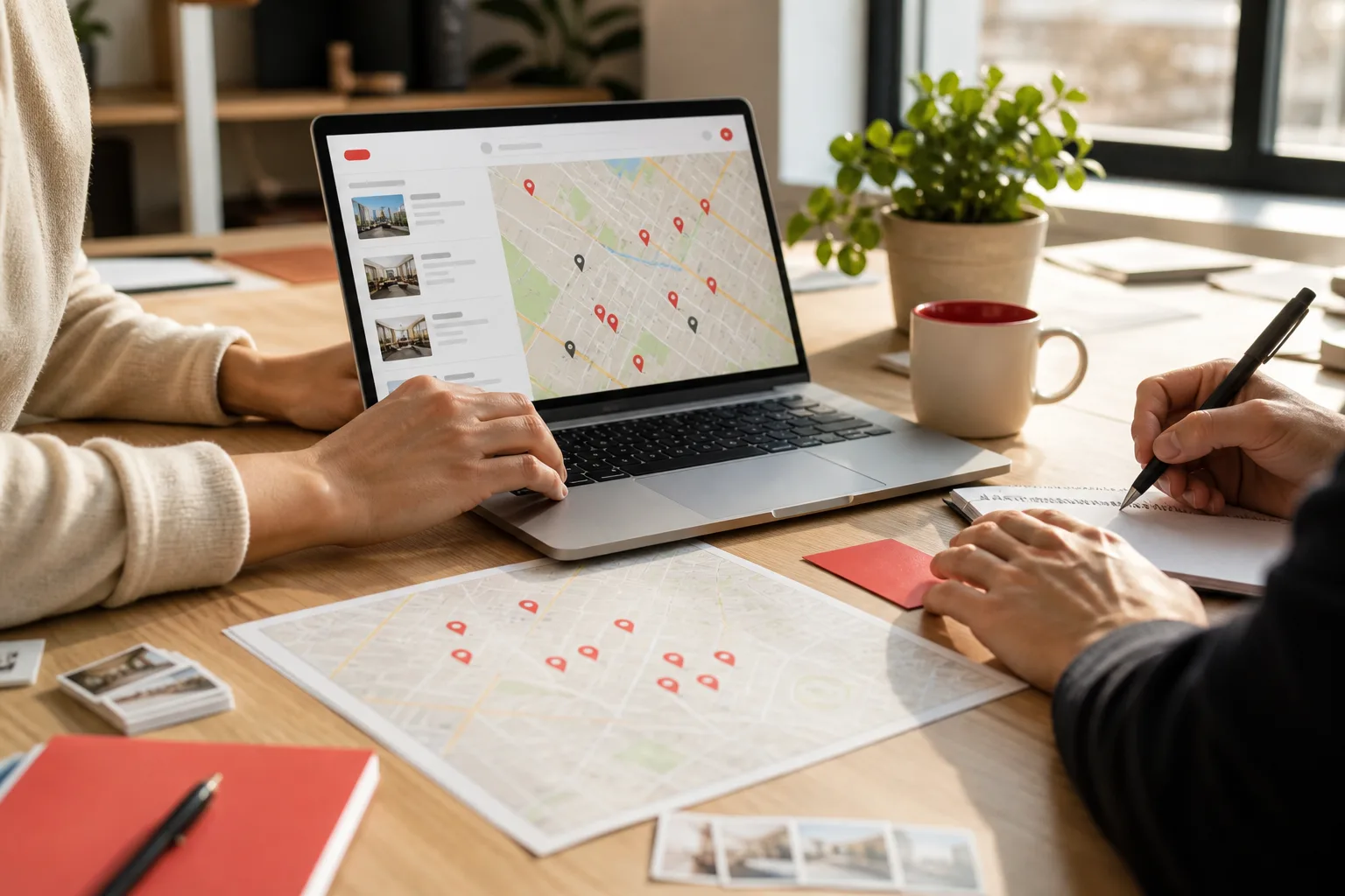 Organisation de fiches locales et de recherches par ville sur un ordinateur